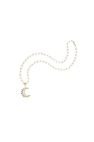 FOREVER NIGHTFALL MOP CRESCENT MOON PENDANT- CLASSIC ROLO CHAIN