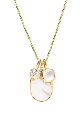 KALEIDOSCOPE CHARM PENDANT NECKLACE- GLD/MOP