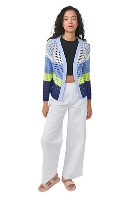 RAINBOW STRIPE POINTELLE CARDI