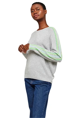 MESH STRIPE SLV CREW