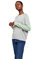 MESH STRIPE SLV CREW