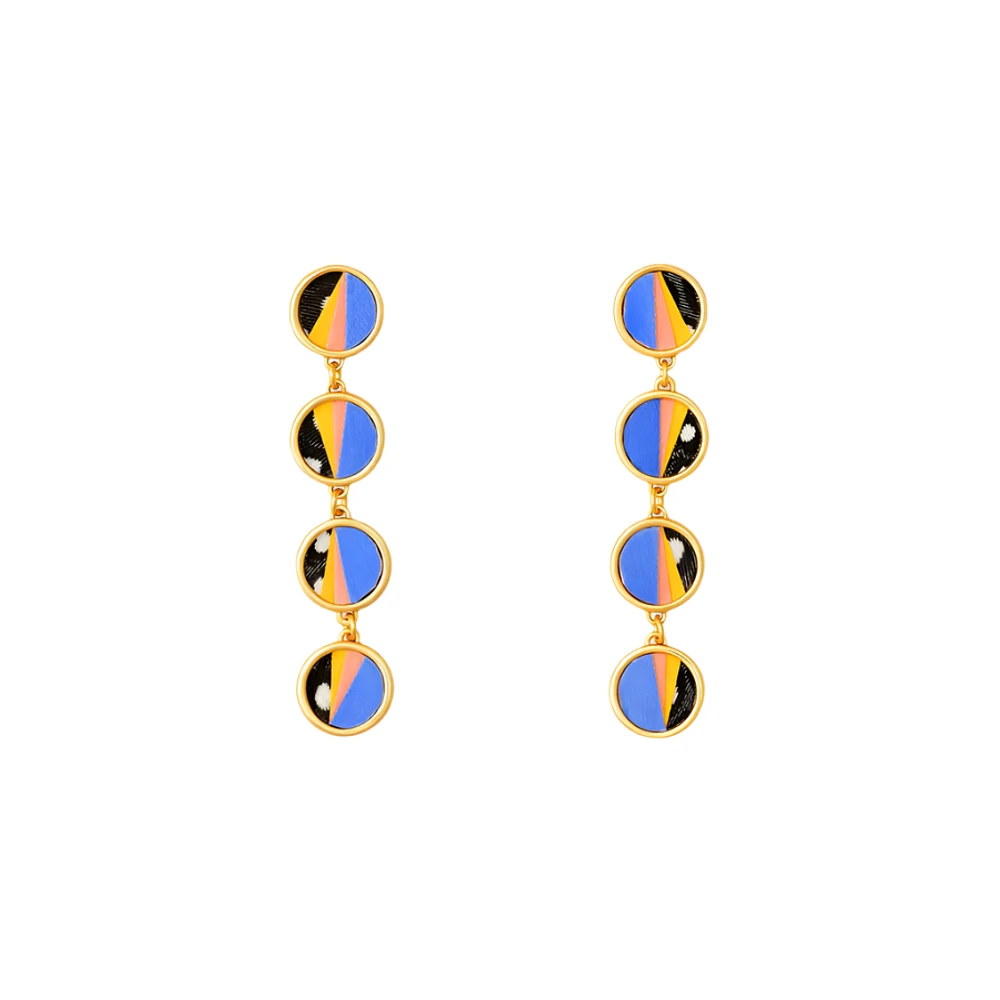 CARMICHEAL V. ROUND BEZEL DROP EARRING