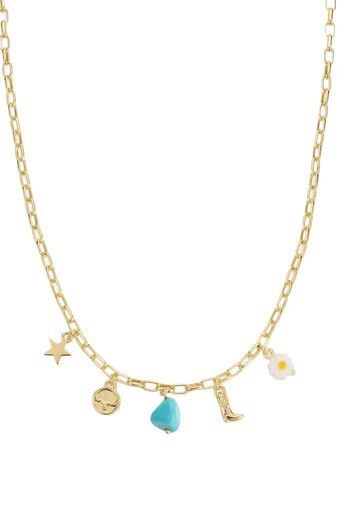 WESTERN MINI CHARM NECKLACE- GLD/MULTI