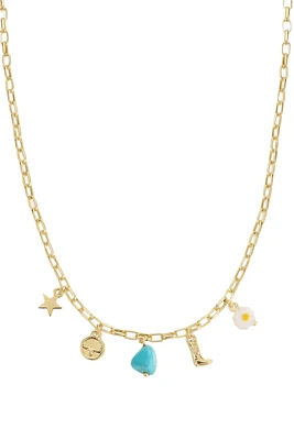 WESTERN MINI CHARM NECKLACE- GLD/MULTI