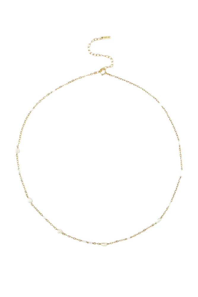 DAINTY LAYERING NECKLACE W/PEARLS (NG-14309)