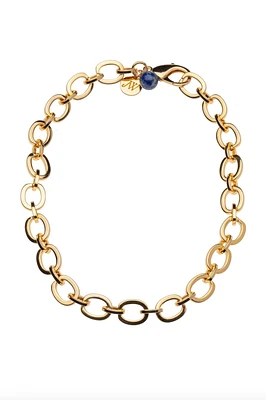 16" CHUNKY LINK CHAIN W/LAPIS BEAD