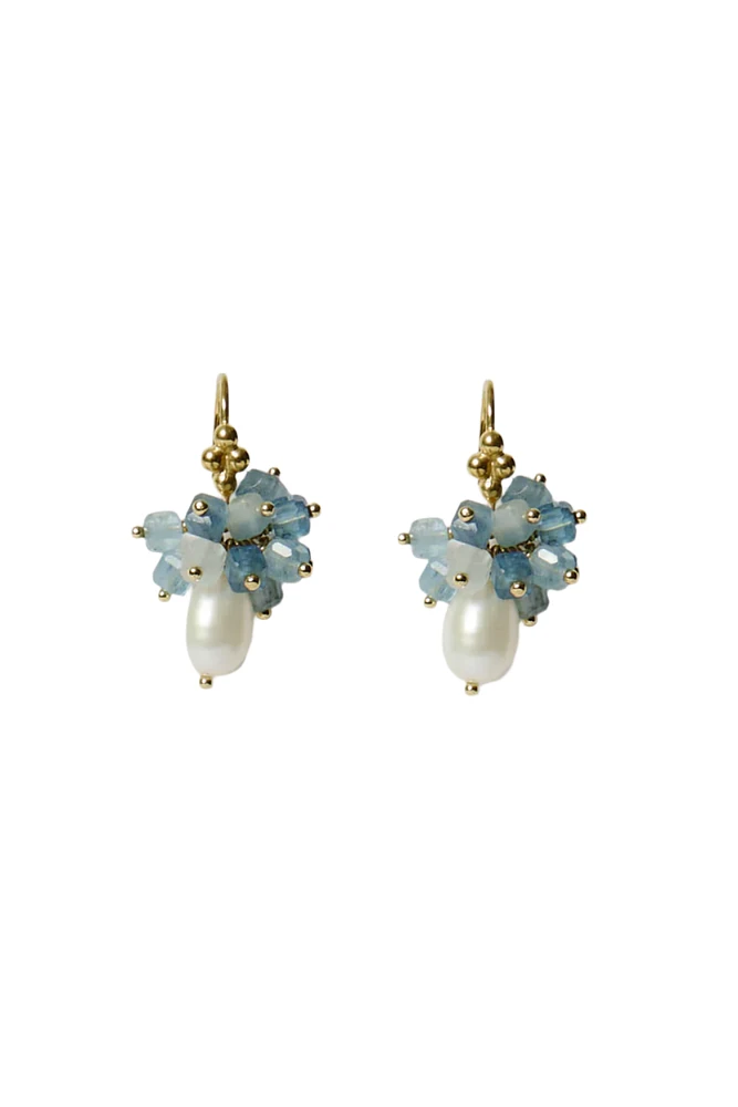 PEARL & STONE CLUSTER DROP EARRINGS (EG-5876)