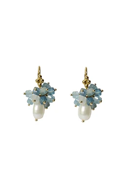 PEARL & STONE CLUSTER DROP EARRINGS (EG-5876)
