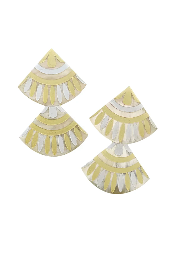 METALLIC DOUBLE TILE EARRINGS
