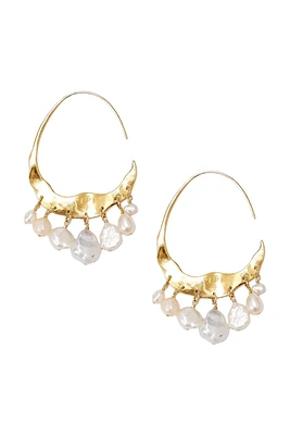 CRESCENT HOOPS W/PEARLS (EG-5358)