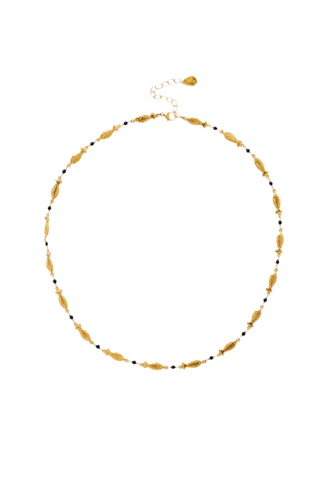 FISH & ONYX NECKLACE (NGZ-15244)