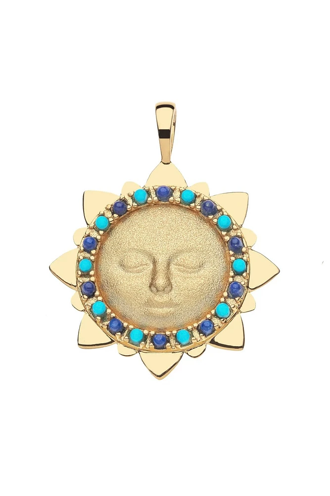 STRONG SHINE YOUR LIGHT TURQ/LAPIS PENDANT- SATELLITE CHAIN
