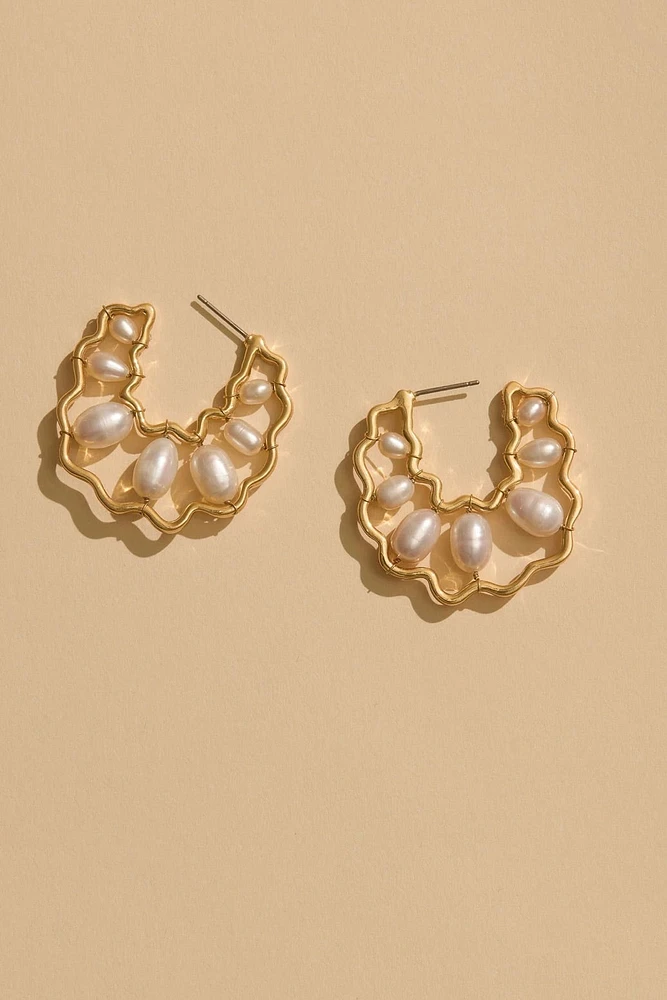 AZIZA HOOPS- WHT/GLD