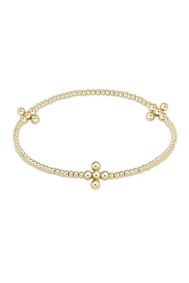 SIG CROSS SM PATTERN 2MM BEAD BRACELET- GOLD
