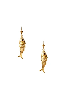 FISH EARRINGS W/GARNET (EG-5813)