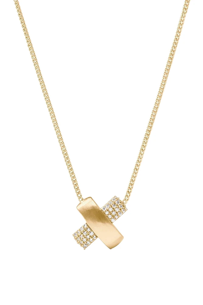 CATALINA X PAVE DELICATE NECKLACE- GLD/CZ
