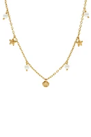 SANIBEL DELICATE CHARM NECKLACE- GLD/PEARL