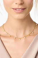 SANIBEL DELICATE CHARM NECKLACE- GLD/PEARL