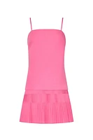 NOLA APRON NECK POPLIN PLEATED COMBO MINI DRESS