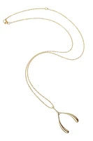 LUCKY GOLD WISHBONE PENDANT- ADJ DELICATE CHAIN