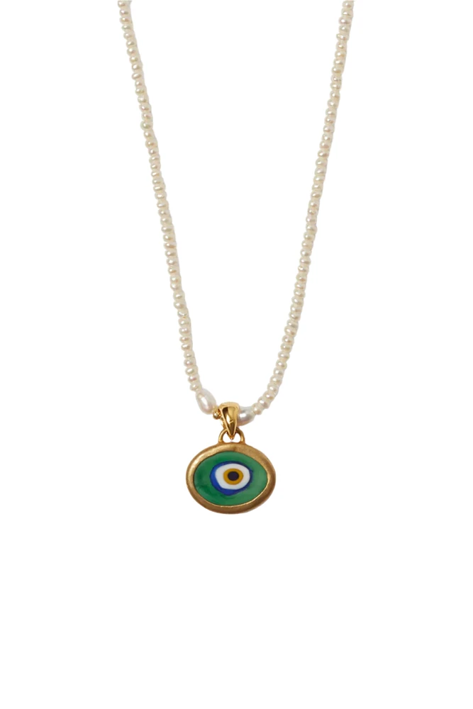 EVIL EYE PENDANT PEARL NECKLACE (NG-14920)