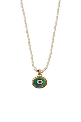 EVIL EYE PENDANT PEARL NECKLACE (NG-14920)