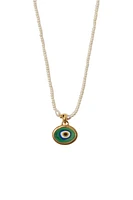 EVIL EYE PENDANT PEARL NECKLACE (NG-14920)