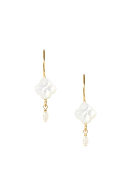 CLOVER DROP EARRINGS- MOP/GLD