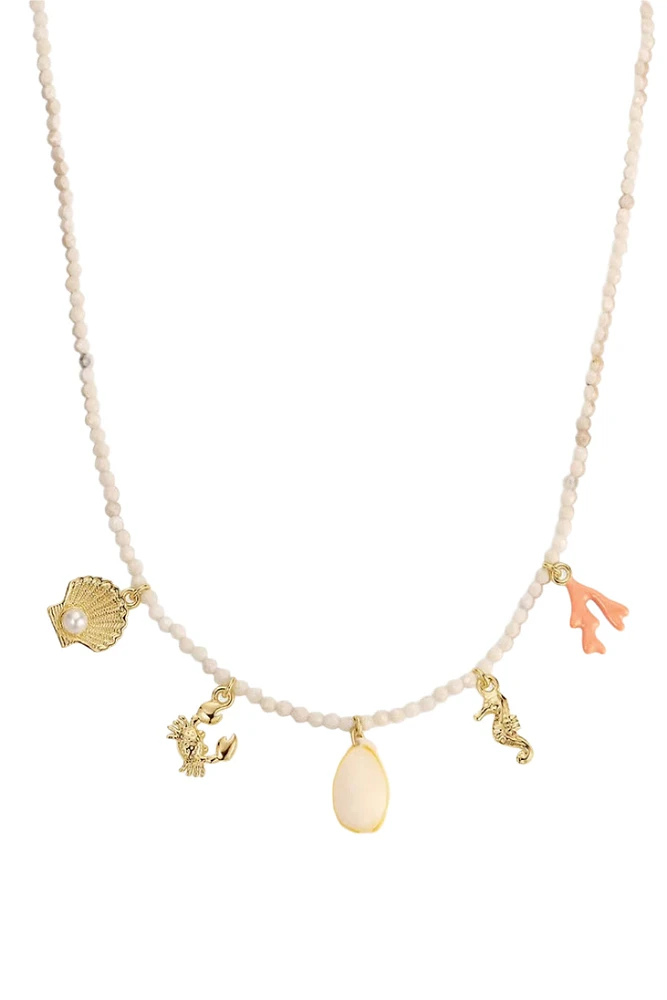 OCEAN CHARM MINI NECKLACE- GLD/MULTI