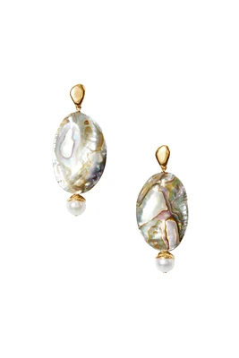 ABALONE & CAPPED PEARL EARRINGS (EG-5790)
