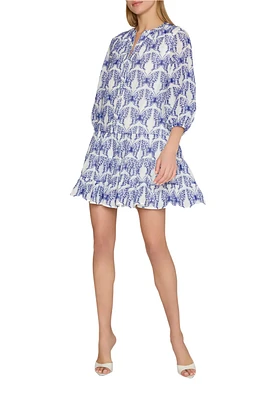 TIERED BUTTERFLY EYELET DRESS