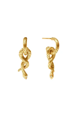 SNAKE HOOP & CHARM EARRING- GLD