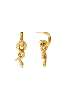 SNAKE HOOP & CHARM EARRING- GLD