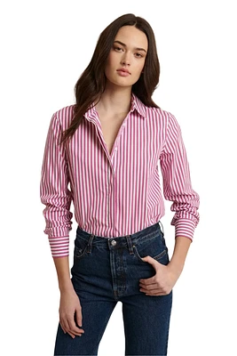 LS COTTON STRETCH STRIPE RELAXED SHIRT