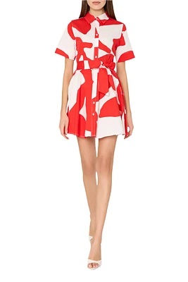 GRAND FOLIAGE POPLIN BUTTON DOWN DRESS