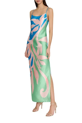 LILY FLORAL VINE SATIN DRESS