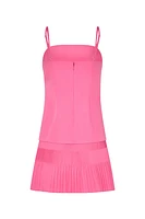 NOLA APRON NECK POPLIN PLEATED COMBO MINI DRESS
