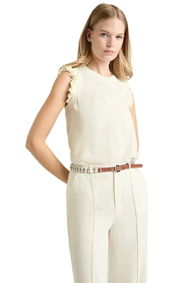 WOVEN RUFFLE LENORE TOP