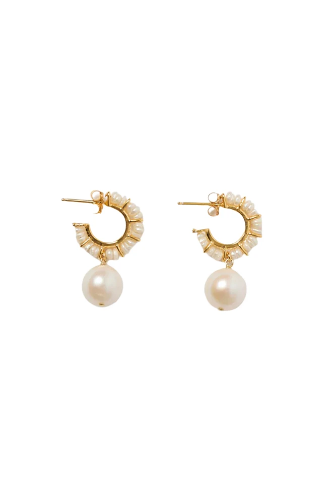 FRESH WATER PEARL POST HOOPS (EG-5863)