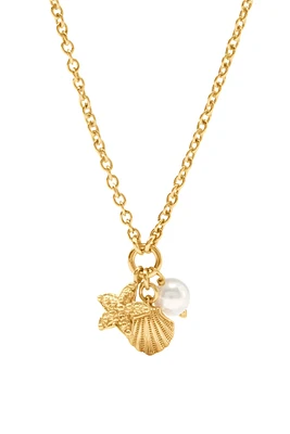 SANIBEL TRIO DELICATE NECKLACE- GLD/PEARL