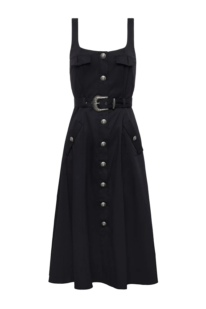 TAZIA SCOOP NECK A LINE DRESS
