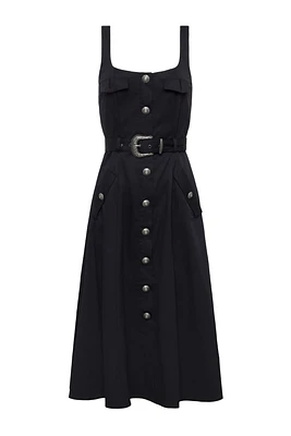 TAZIA SCOOP NECK A LINE DRESS