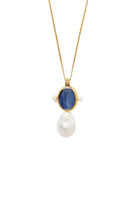 BEZEL KYANITE & PEARL NECKLACE (NG-15282)
