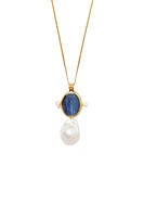 BEZEL KYANITE & PEARL NECKLACE (NG-15282)