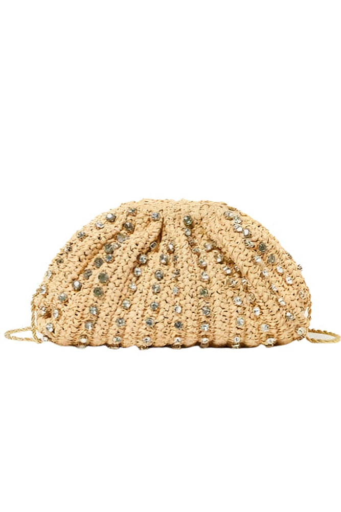 BAILEY PLEATED CLUTCH- NATURAL/CLEAR