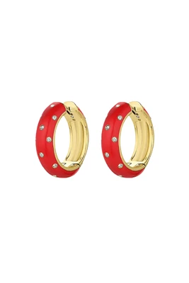 NOEL ENAMEL SHIMMER HOOPS- RED/GLD