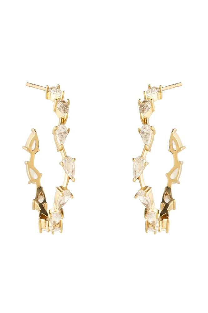 WORTH CRYSTAL HOOPS- GLD/CLR