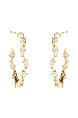 WORTH CRYSTAL HOOPS- GLD/CLR