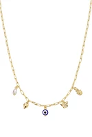 CONNECTION MINI CHARM NECKLACE- GLD/MULTI