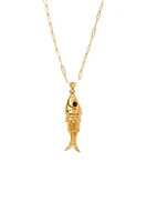 FISH PENDANT NECKLACE W/GARNET (NG-15231)
